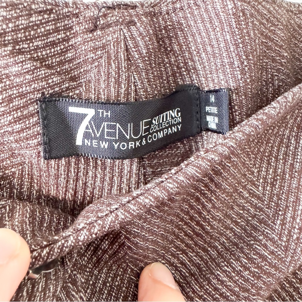 7th Avenue Blazer and Pants Brown Suit Set Chevron Pattern Size 14P - Picture 10 of 13